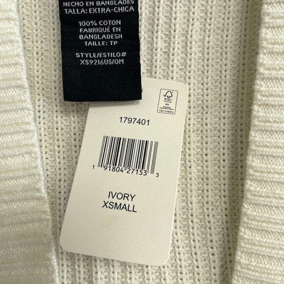 NEW Max & Mia Women's XS Ivory Open Front Cardigan With Pockets 100% Cotton - Picture 8 of 11